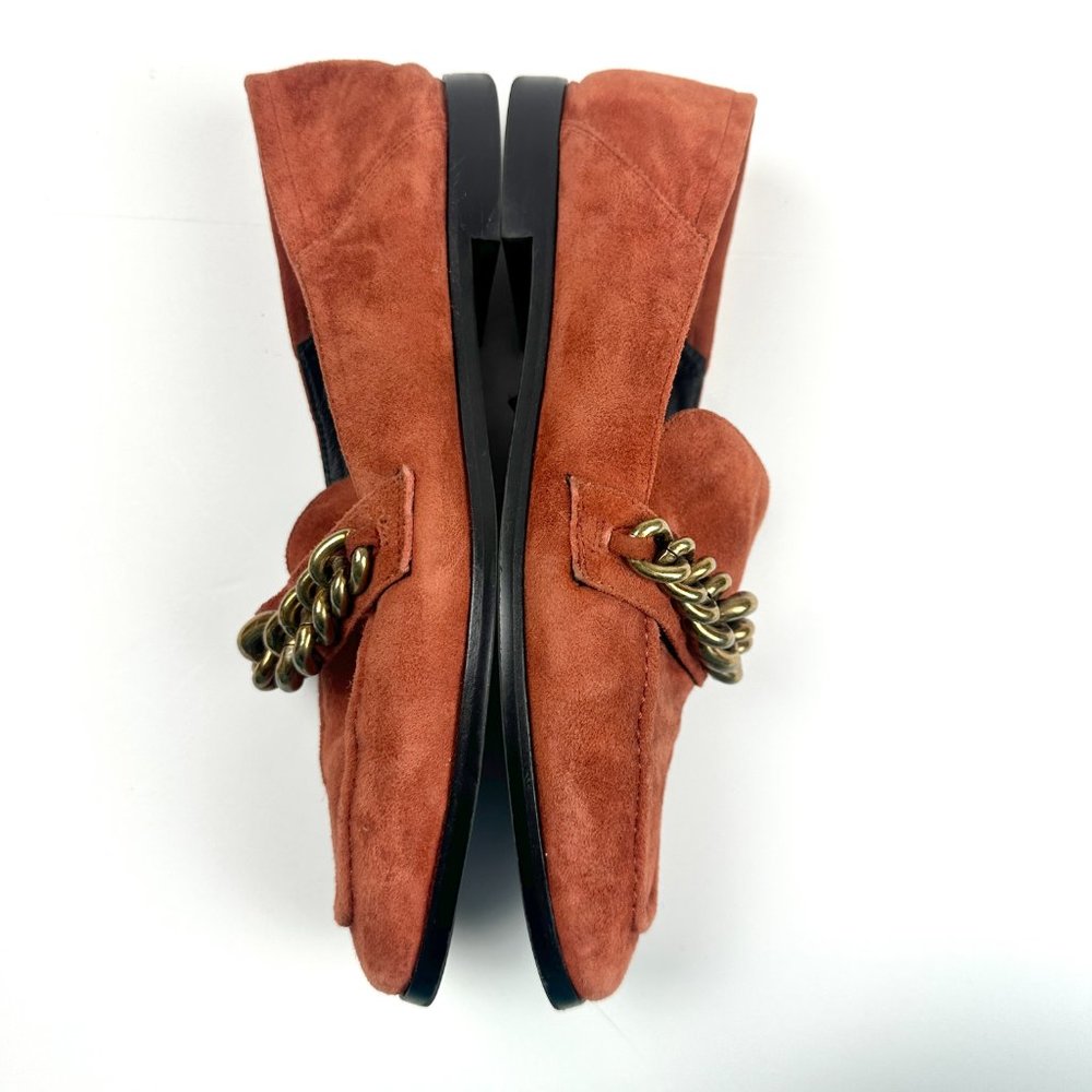 Free People x Jeffrey Campbell Vix Shoes Suede Loafer Chain Flats Brown Size 7.5 - Picture 2 of 11